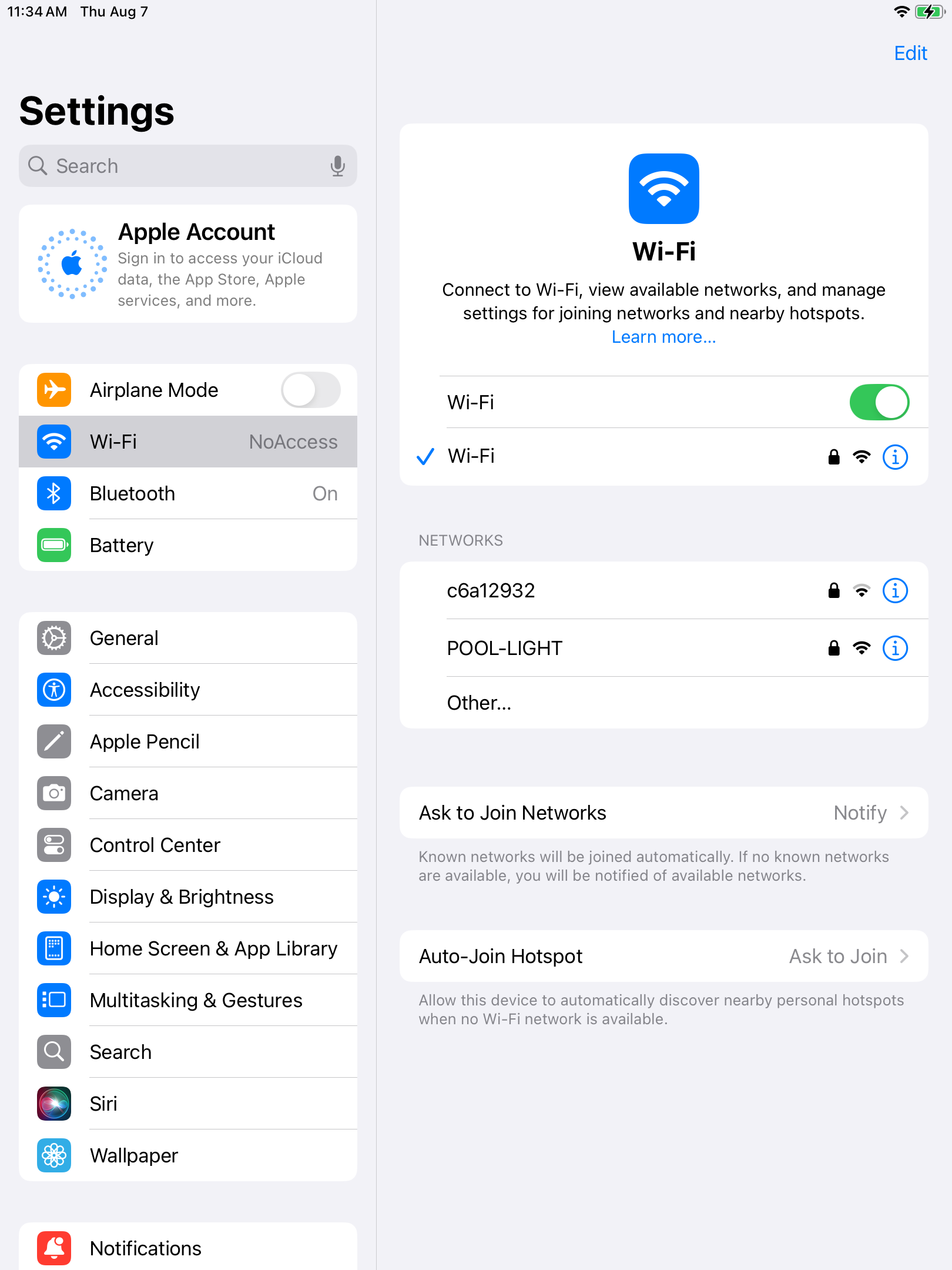 Réglages → Wi‑Fi